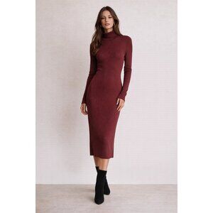 Reformation Ribbed Knit Midi Dress Wine Red Size XS